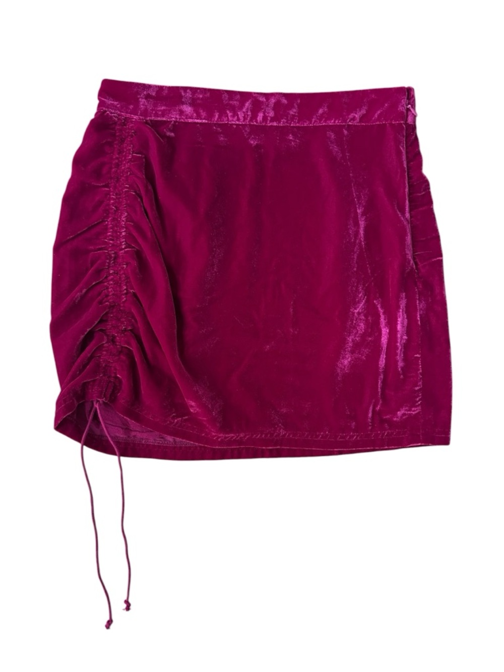 Free People Vivienne Velvet Fuchsia Pink Ruched Side Mini Skirt